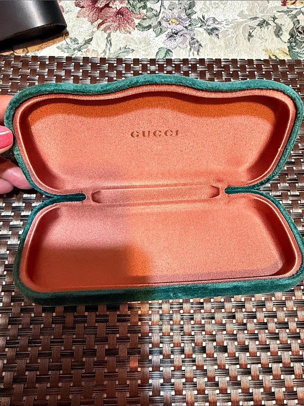 Gucci Velvet Hard Clamshell Sunglasses Case Green & Brown